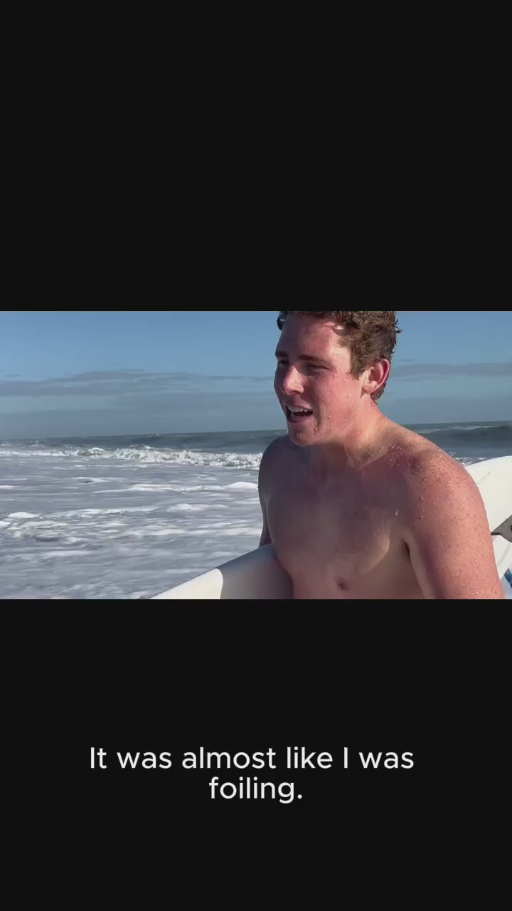 Load video: O-Fin surf fin reviewer says it&#39;s like a hoverboard, felt like he was flying.